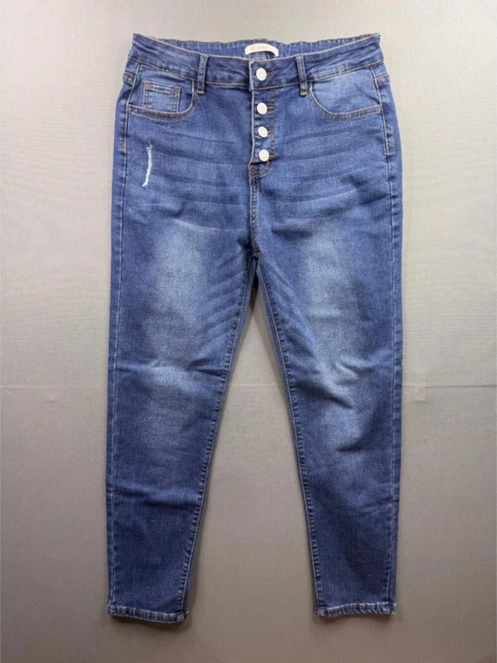 Kirundo skinny jeans women blue button fly high rise distressed size l
